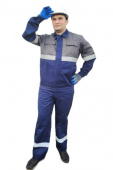 Костюм мужской от ОПЗ "Сармат" с брюками М-296Ю/14 с СОП, т.синий/серый
