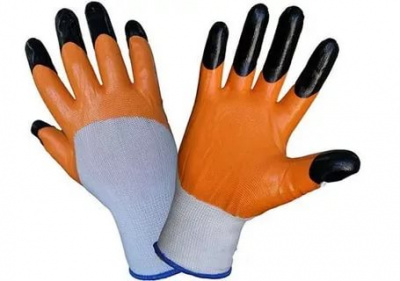 Перчатки нейлоновые, оранжевый с черным